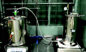 Experimental equipment for measuring of electric charge generated by flow and jet of liquid.