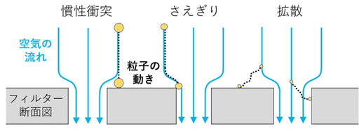 図3　PCフィルターによる粒子捕集原理の概念図